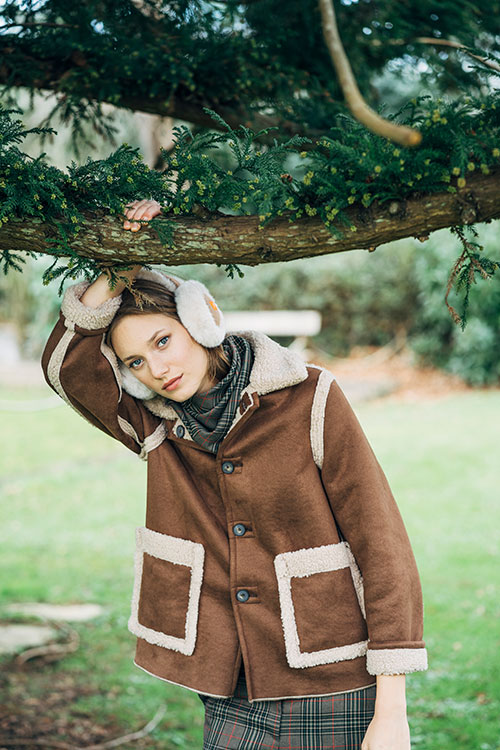 Chaqueta reversible mujer efecto borreguito y ante
