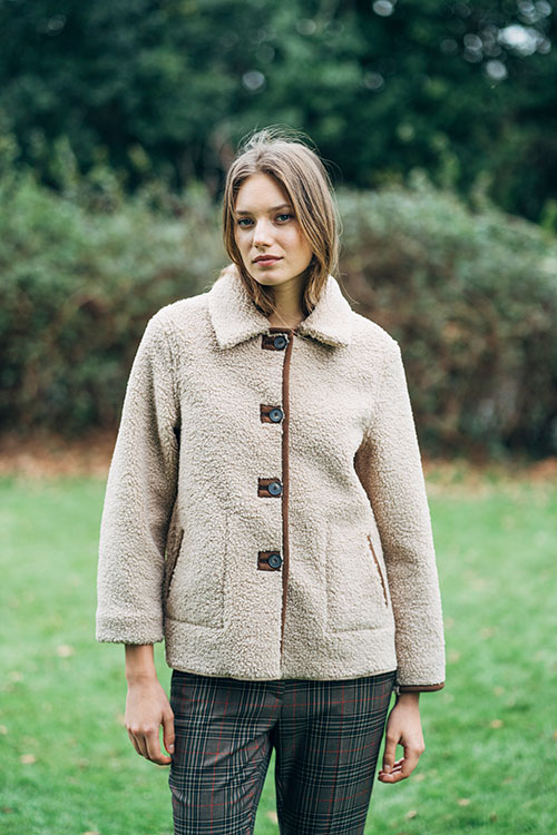 Chaqueta reversible mujer efecto borreguito y ante