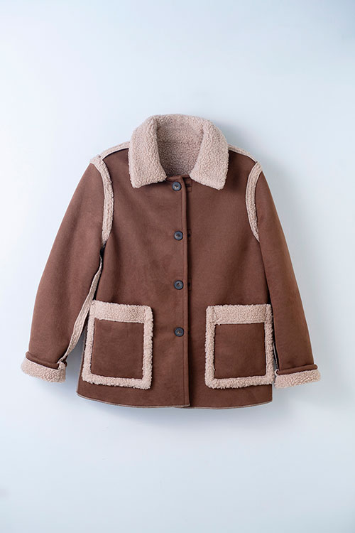 Chaqueta reversible mujer efecto borreguito y ante