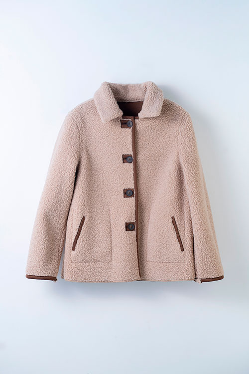 Chaqueta reversible mujer efecto borreguito y ante