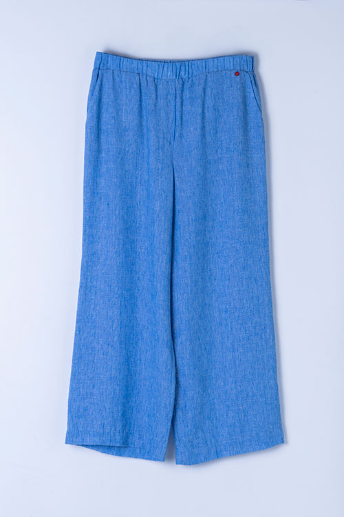 Pantalón fluido azul claro con cintura con goma