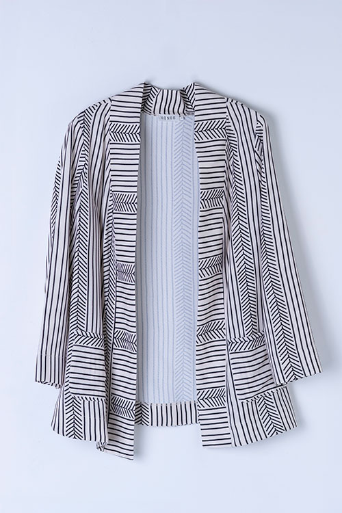 Chaqueta abierta fluida estampada de rayas