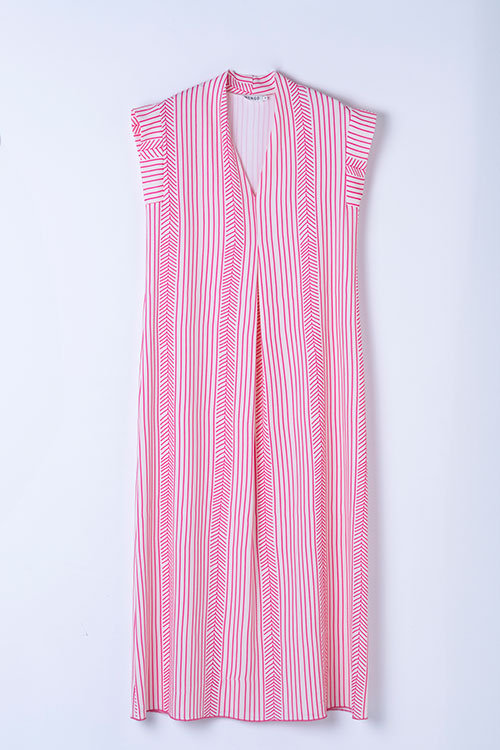 Vestido midi rayas fresa escote pico