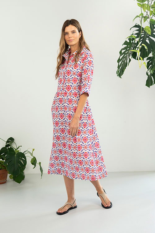 Vestido camisero estampado con cinturón