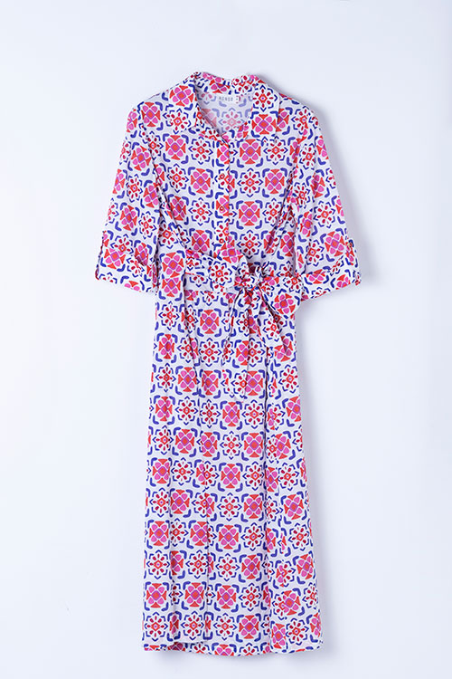 Vestido camisero estampado con cinturón