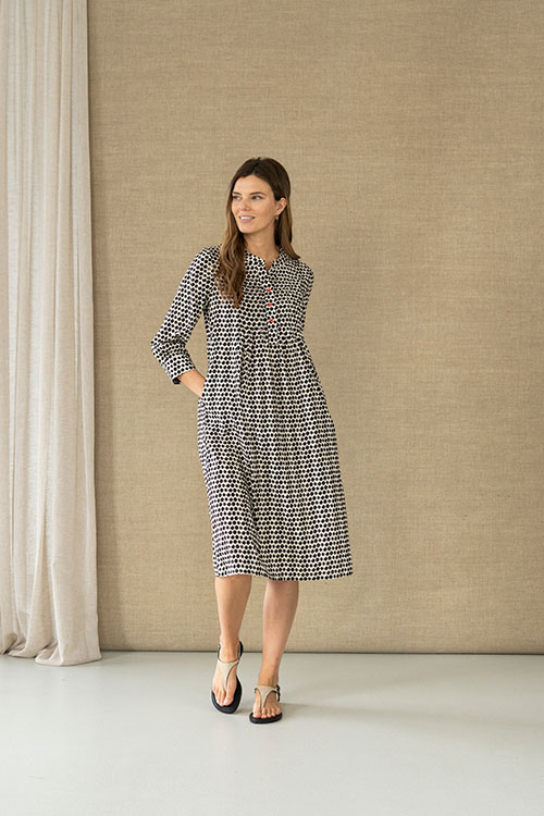 Vestido de algodón con pliegues