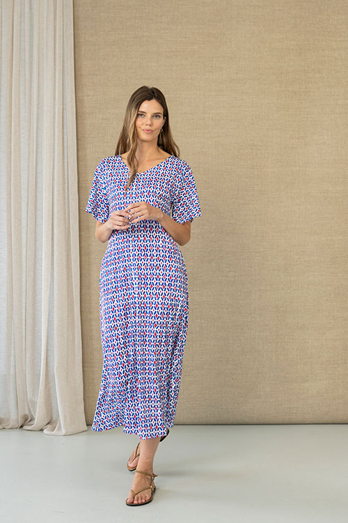 Vestido largo estampado geométrico