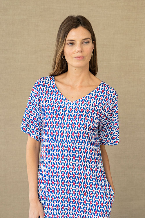 Vestido largo estampado geométrico