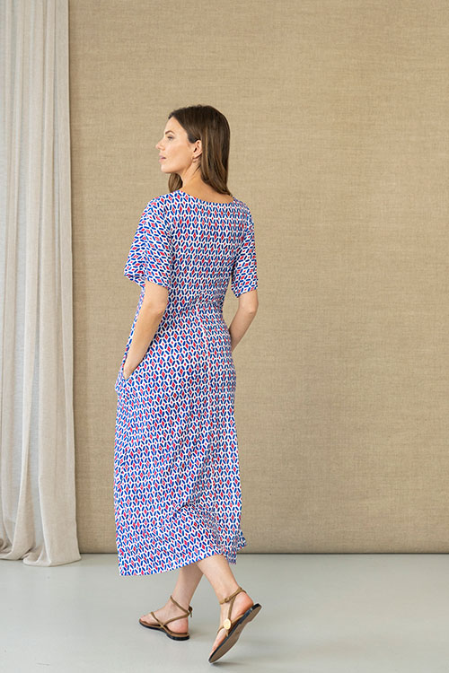 Vestido largo estampado geométrico