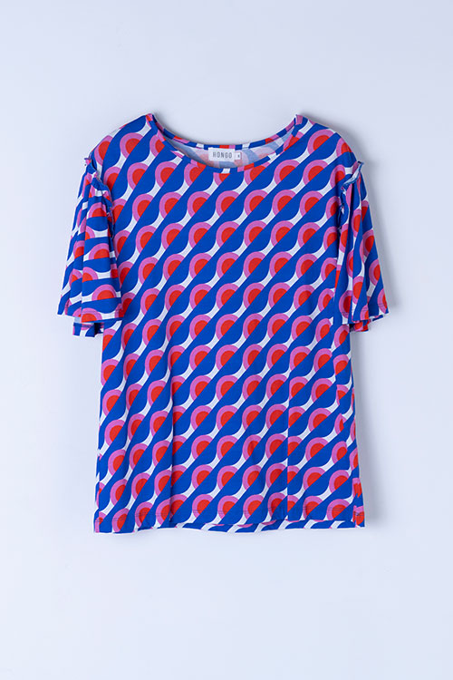 Camiseta de punto estampada con manga acampanada