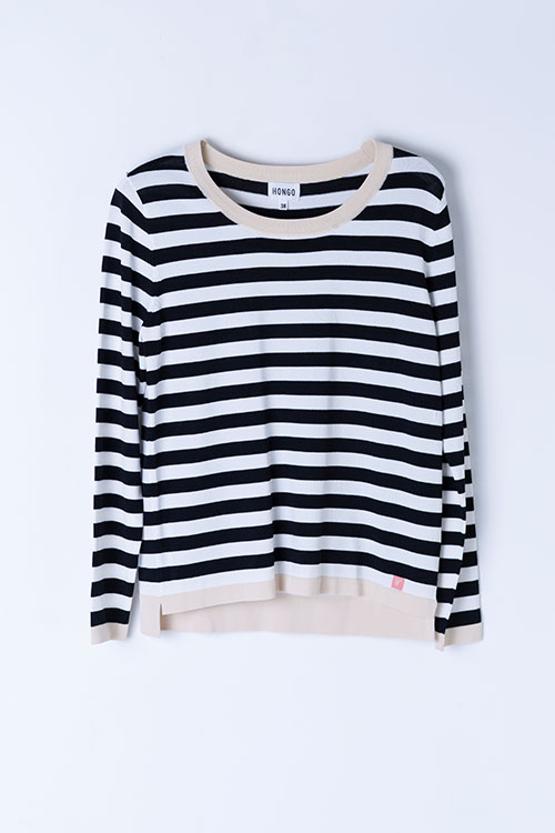 Jersey marinero de rayas con terminaciones en beige