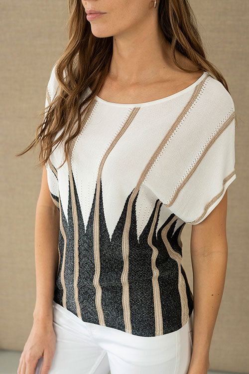 Jersey de punto con dibujo integrado en contraste